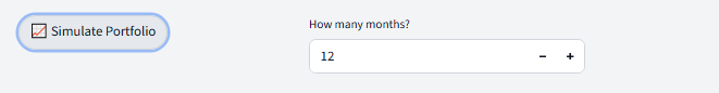 Simulate Portfolio toggle and months input on the DividendSim portfolio page